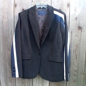 RACHEL RACHEL ROY BLAZER WOMENS SZ 16W BLACK DARBY STRIPED ONE BUTTON CLOSURE